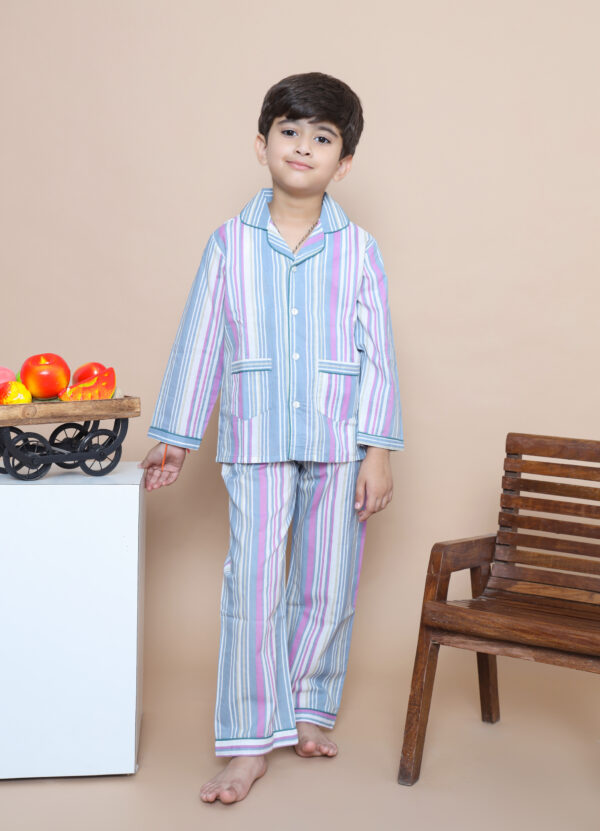 boys Cotton Striped Nightsuit Set