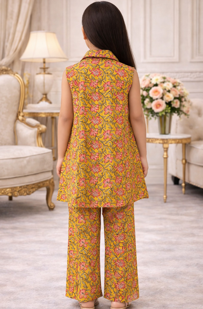 217.3 Mustard Sleeveless Co-ord Set for Girls