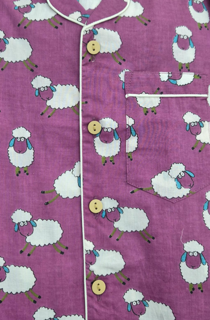 Girls Organic Cotton Night suit – Purple Printed Nightwear Set