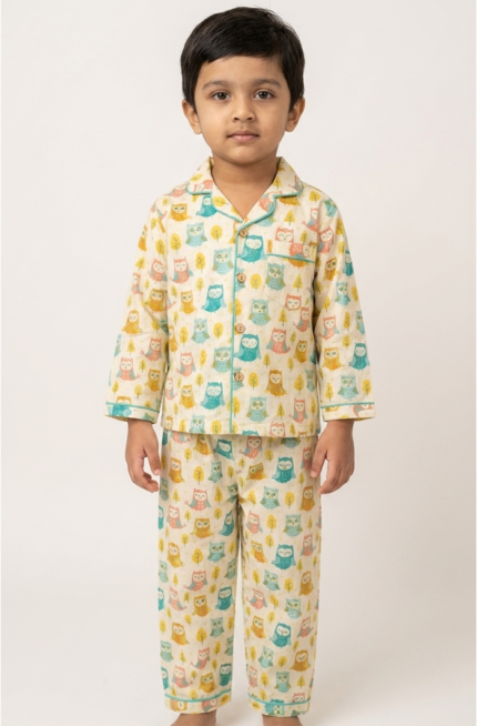 Cute Owl Print Pajama Set