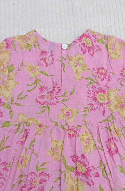 Infant Girls Pink Floral Kurti Dhoti Set