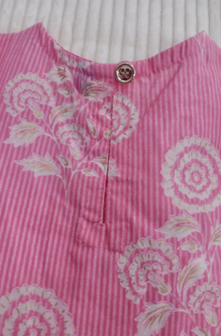 Infant Girls Cotton Kurti Dhoti Set – pink and white